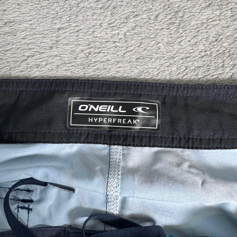 O'Neill Hyperfreak Board Shorts Mens 32 Blue Green Tropical Palm Beach Surf